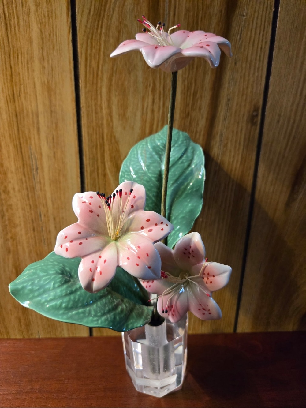 Vintage Porcelain Pink Lily Flower Figurine
